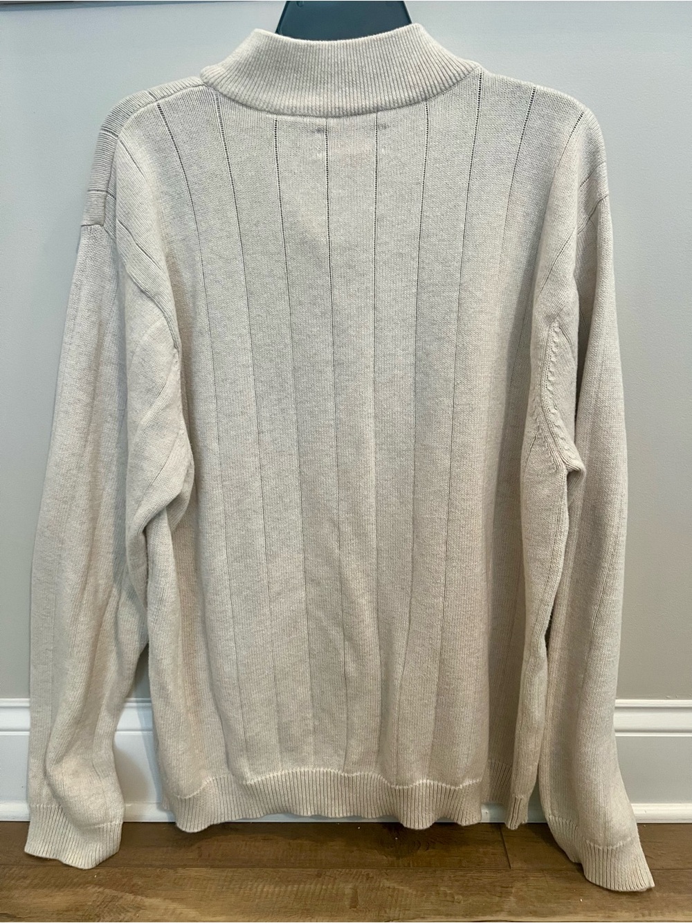 Chaps Cream Ribbed Quarter-Zip Sweater - Picture 3 of 5